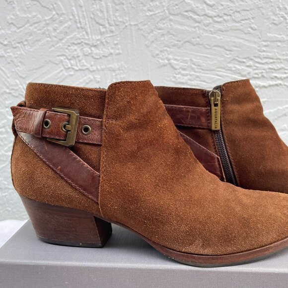 Aquatalia Farin Brushed Oil Weatherproof Brown Chestnut Suede Ankle Boots - Picture 7 of 10
